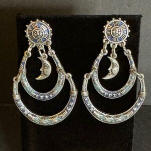 Edgar Berebi Silver and Blue Moon Dangle Earrings